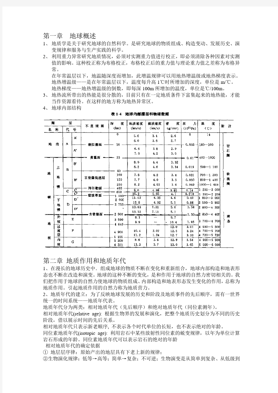 地质学知识点总结