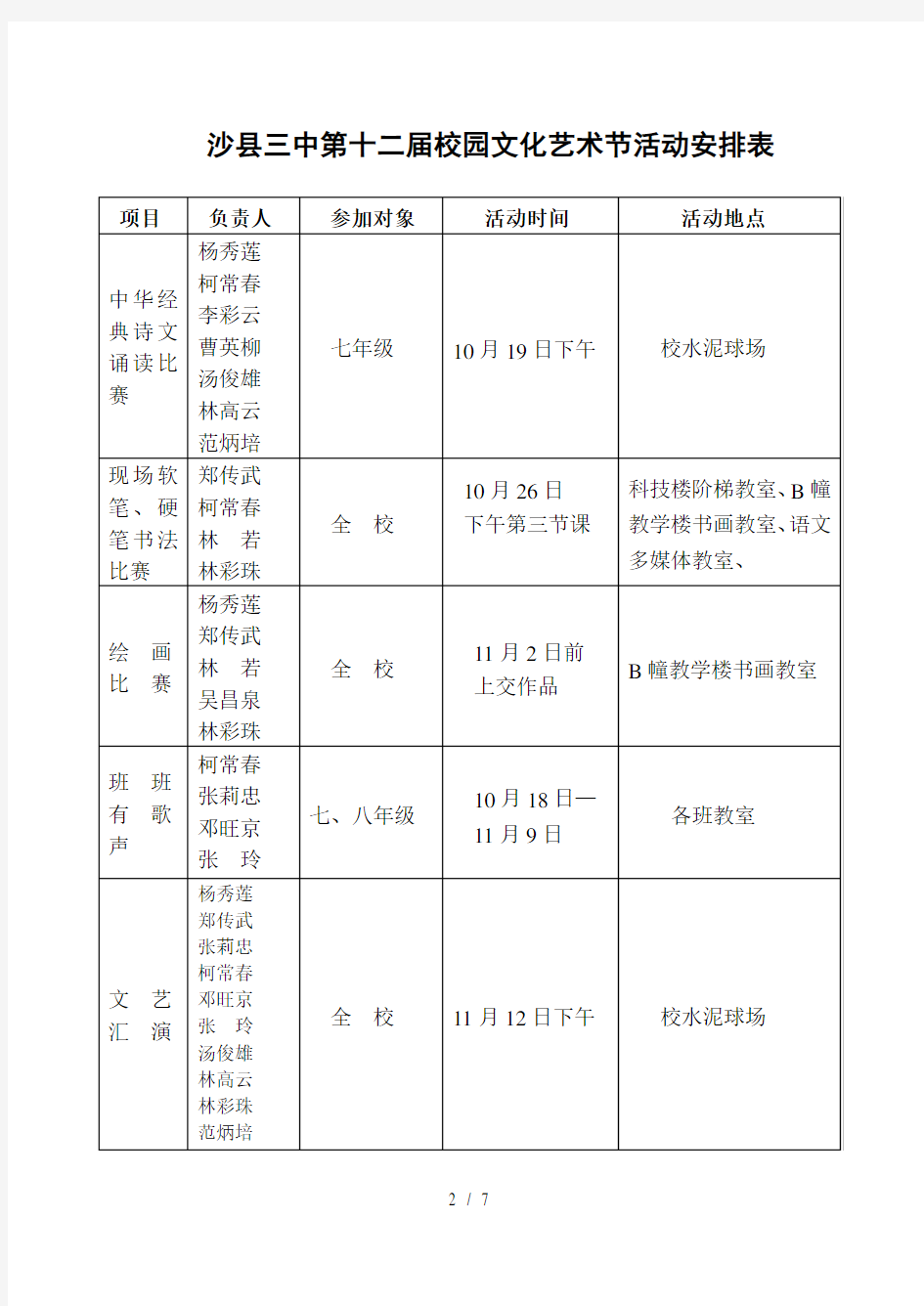 第十二届校园文化艺术节活动方案