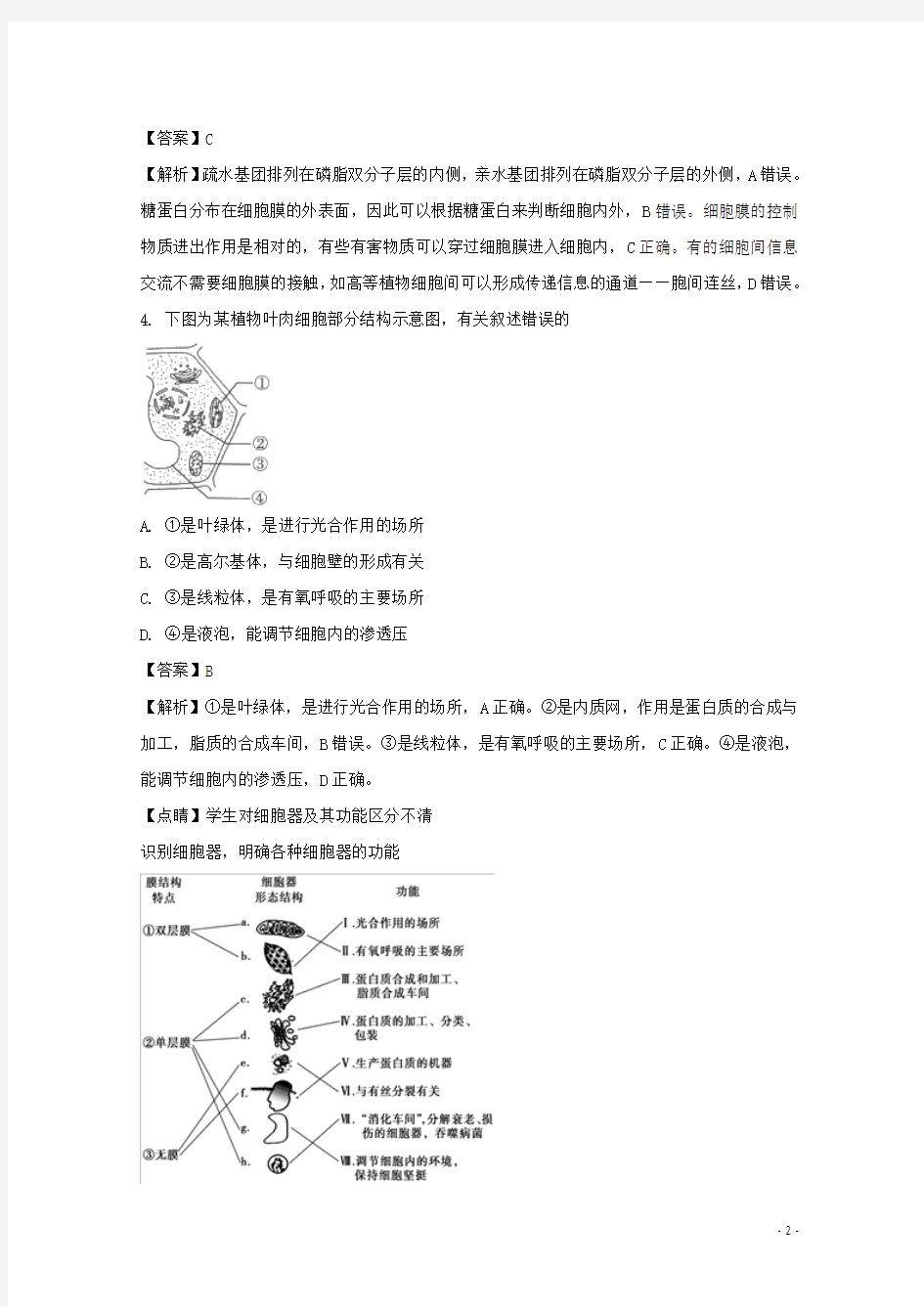 2017-2018学年江苏省南通市高二小高考模拟试题生物试题(七) 解析版