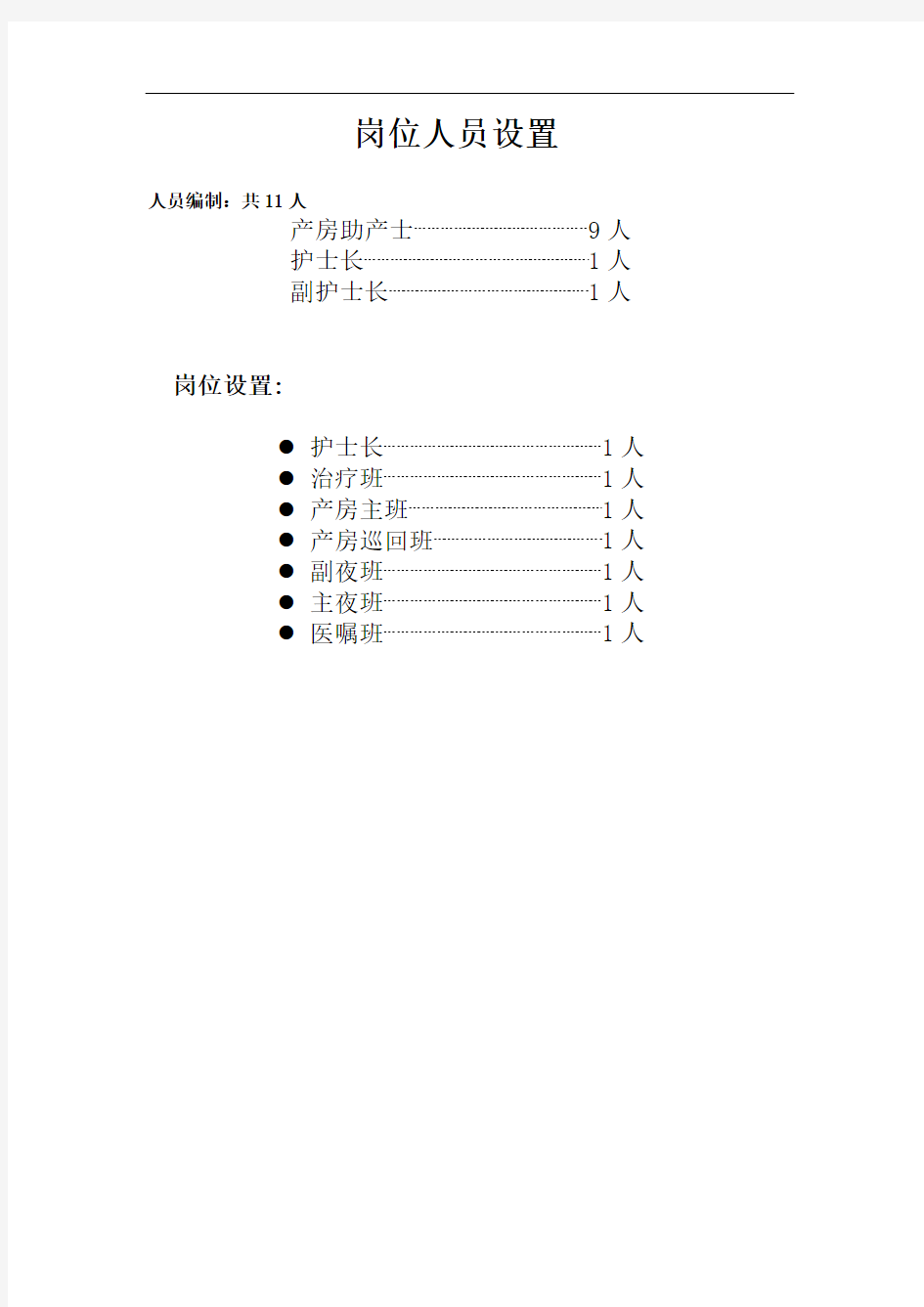 产房岗位职责