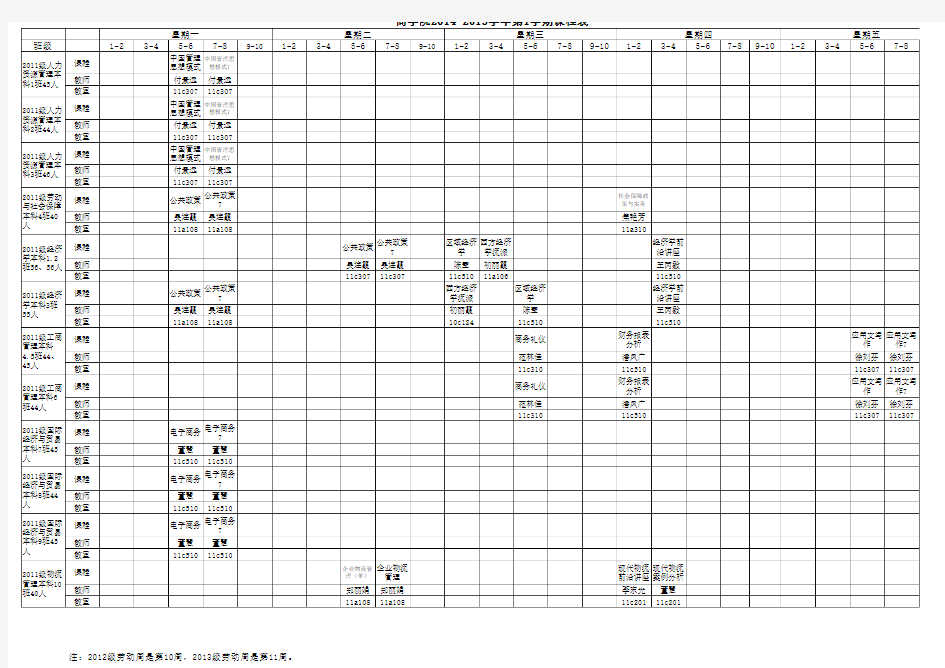 商学院14-15(1)课程表(1)