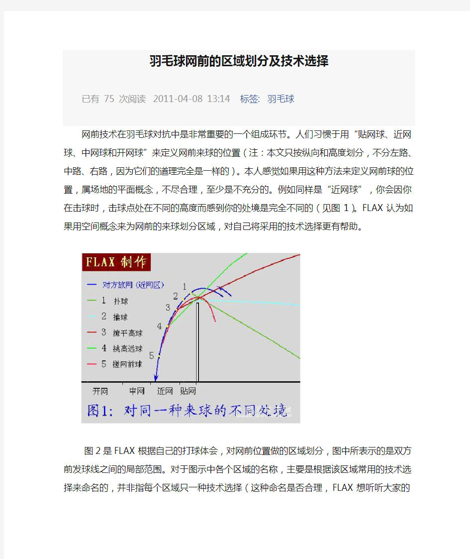 羽毛球网前的区域划分及技术选择