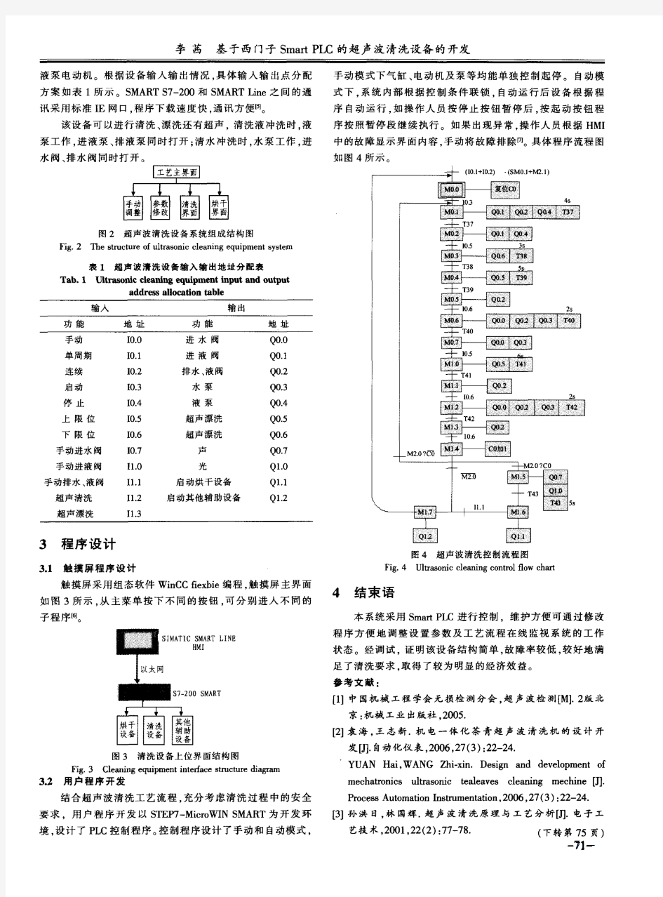 基于西门子Smart PLC的超声波清洗设备的开发