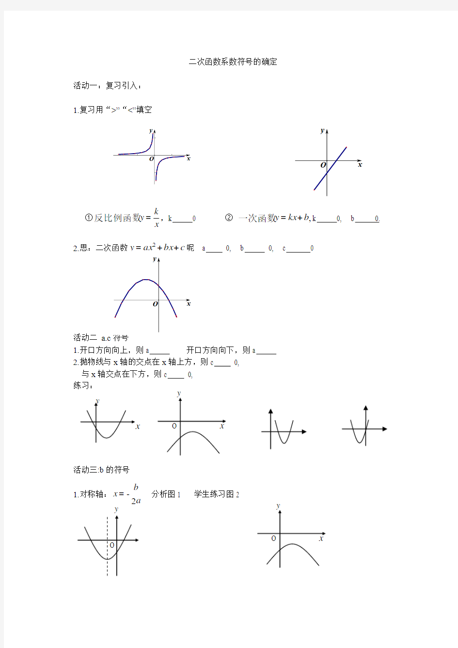 二次函数系数符号的确定