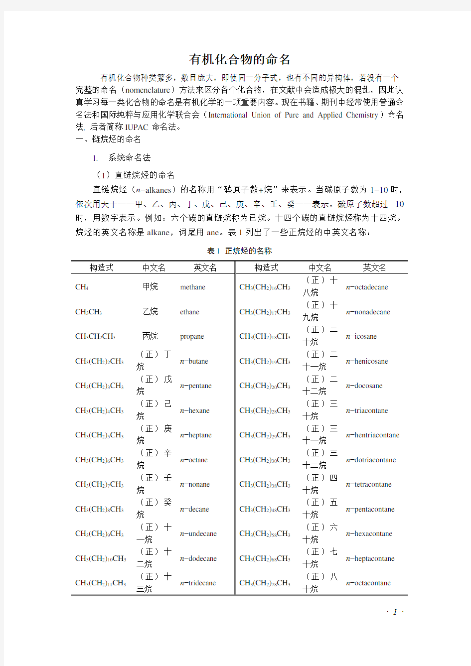 有机化合物命名大全