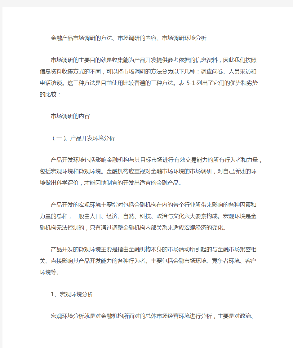 金融产品市场调研的方法