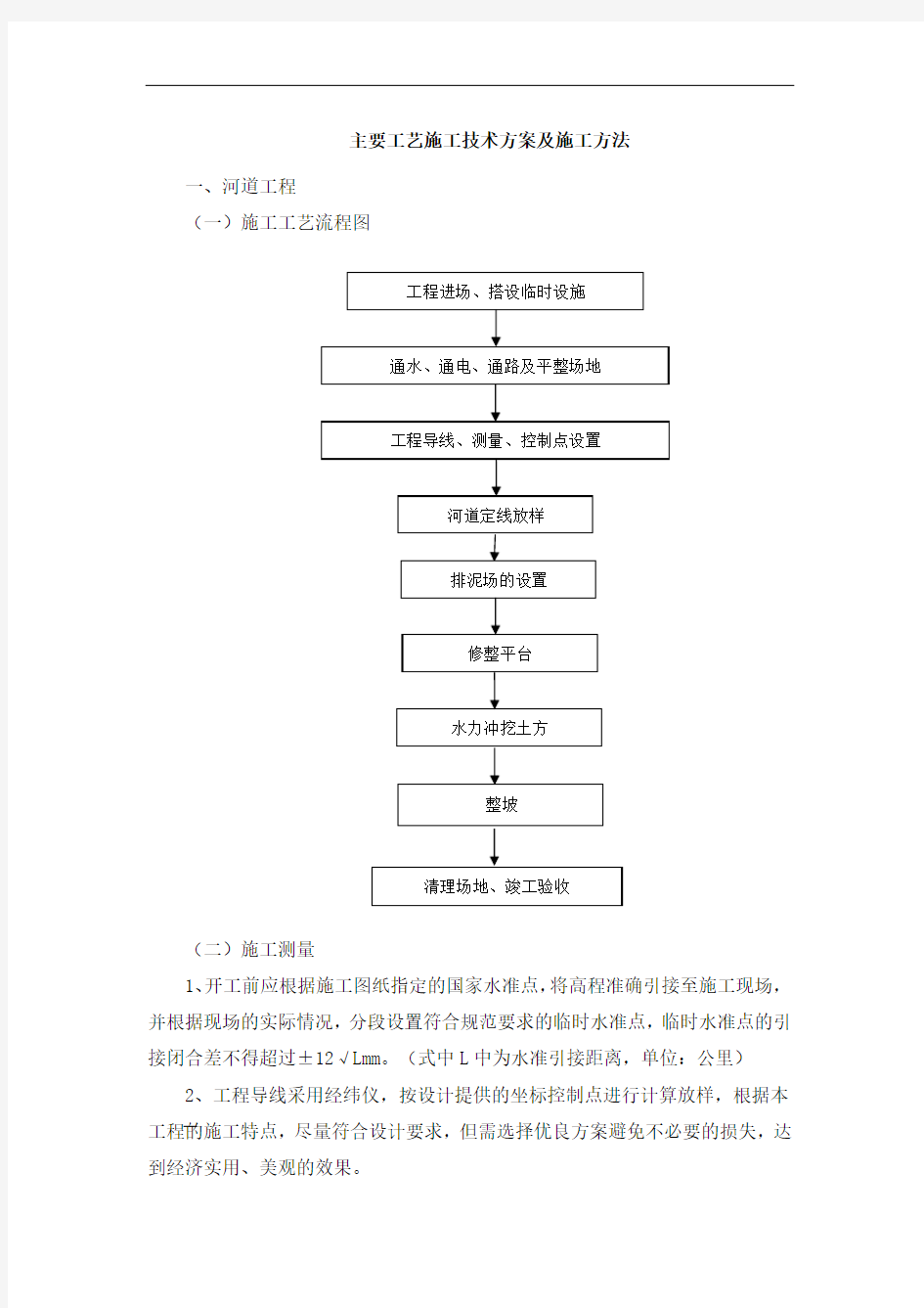 主要工艺施工技术方案及施工方法