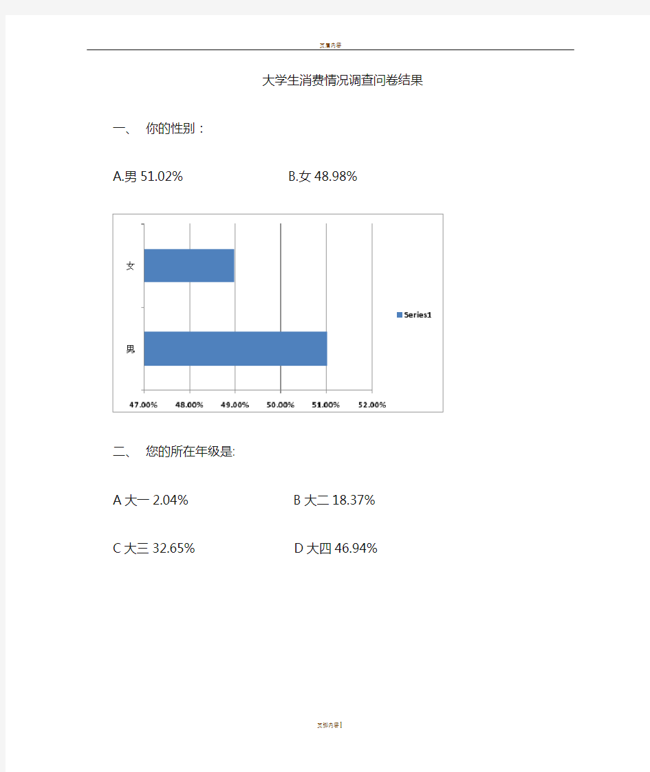 大学生消费情况调查问卷及图表分析