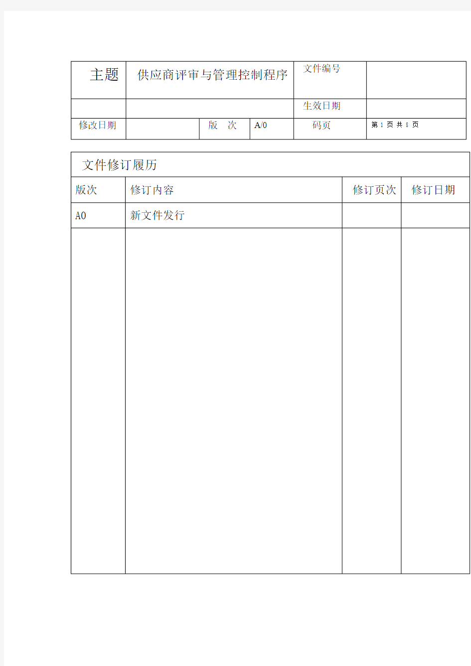 二级文件供应商评审与管理控制程序