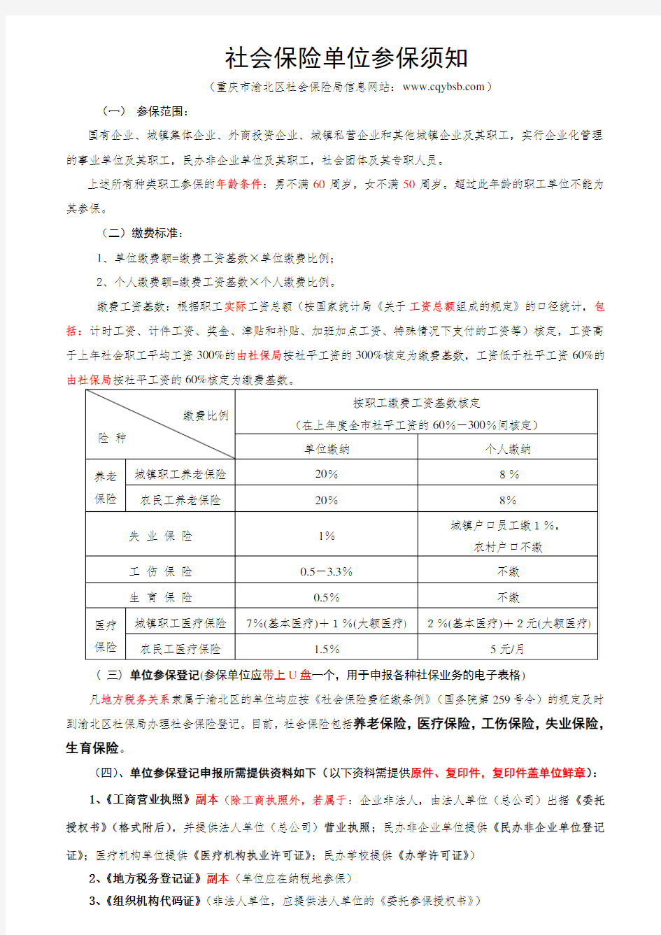 !《社会保险单位参保须知》(企业)