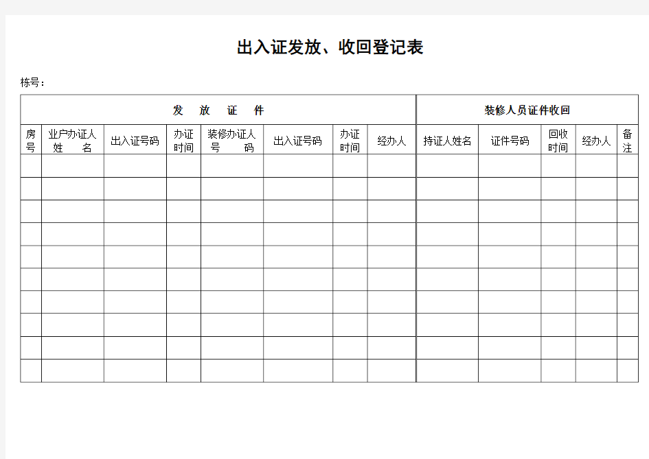 物业管理公司所用表格