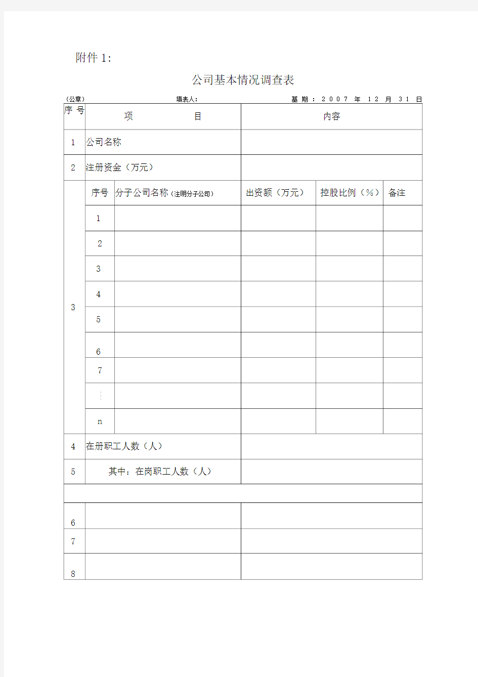 企业基本情况调查表和财务管理问卷