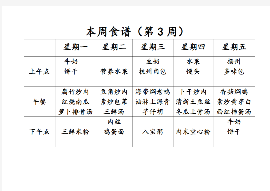 一周饮食安排表