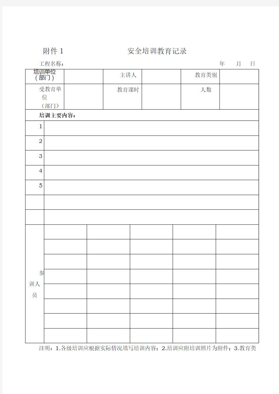 安全教育培训表格(新)