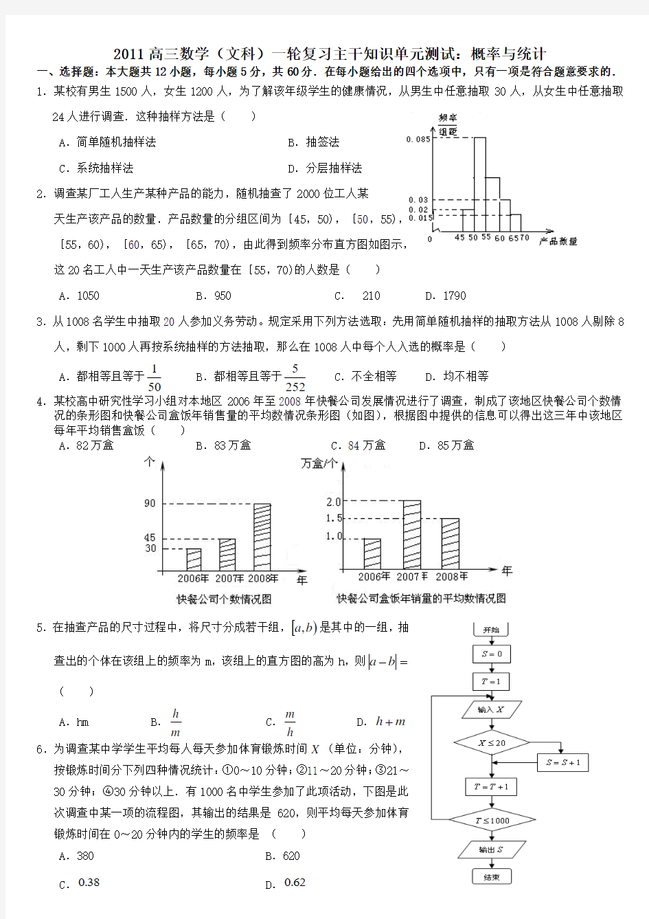 2016高三数学文科复习主干知识与测试概率统计线性回归方程