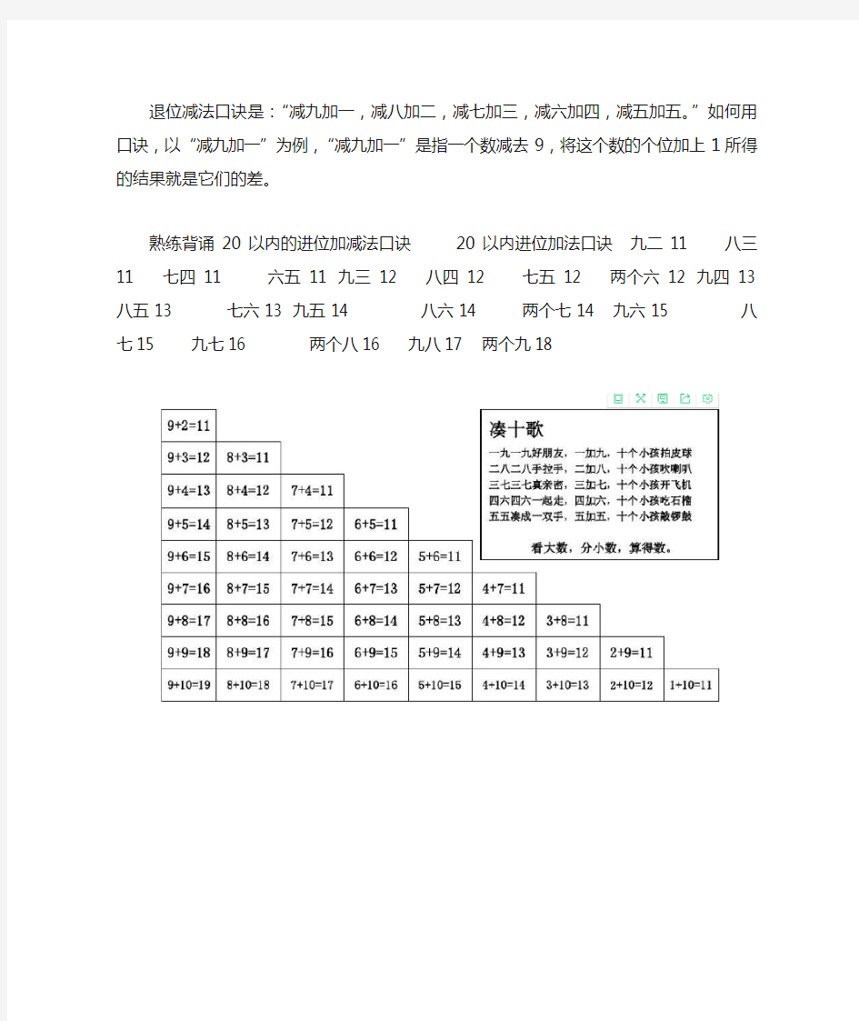 进位加法和退位减法口诀