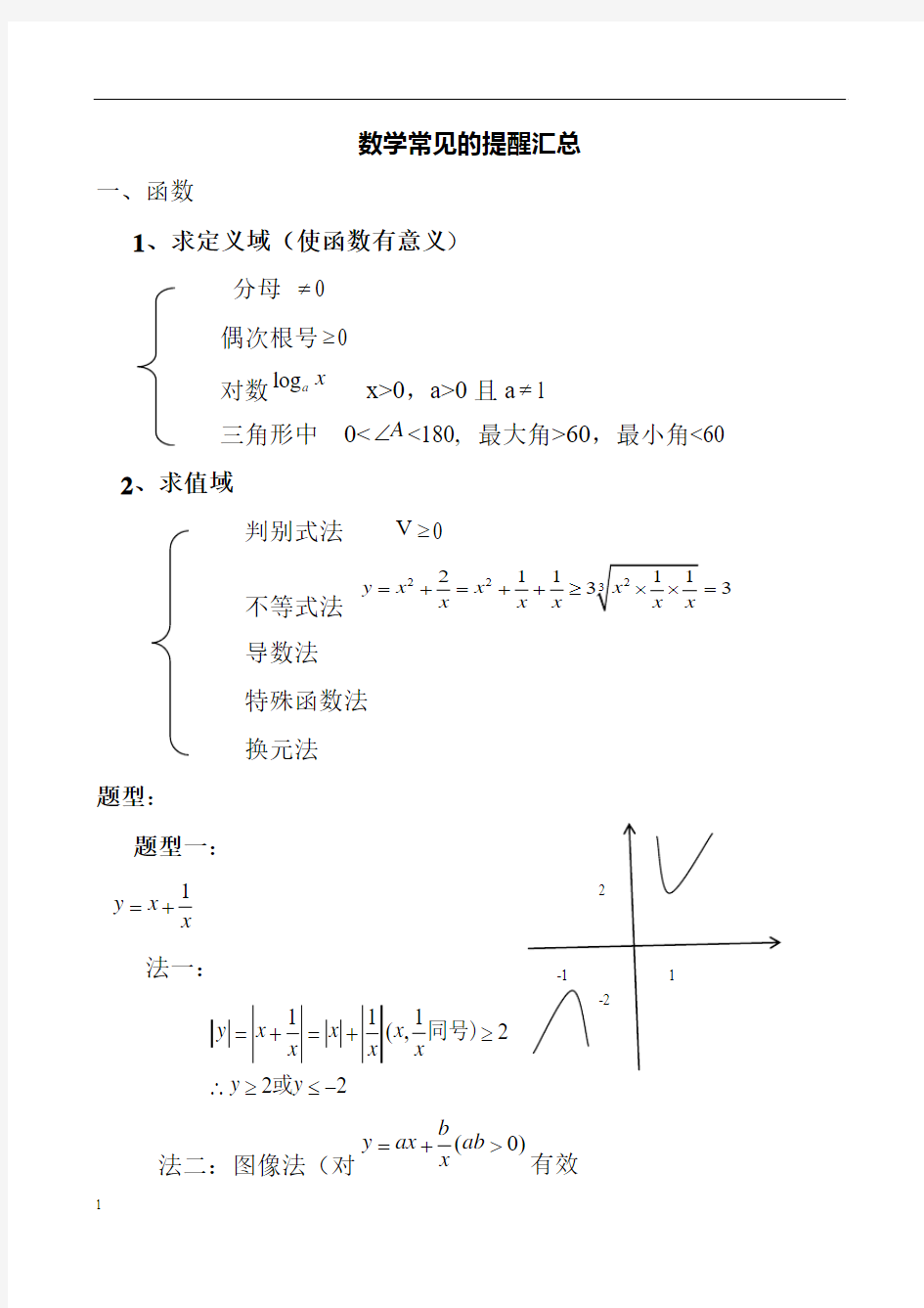 数学常见题型汇总