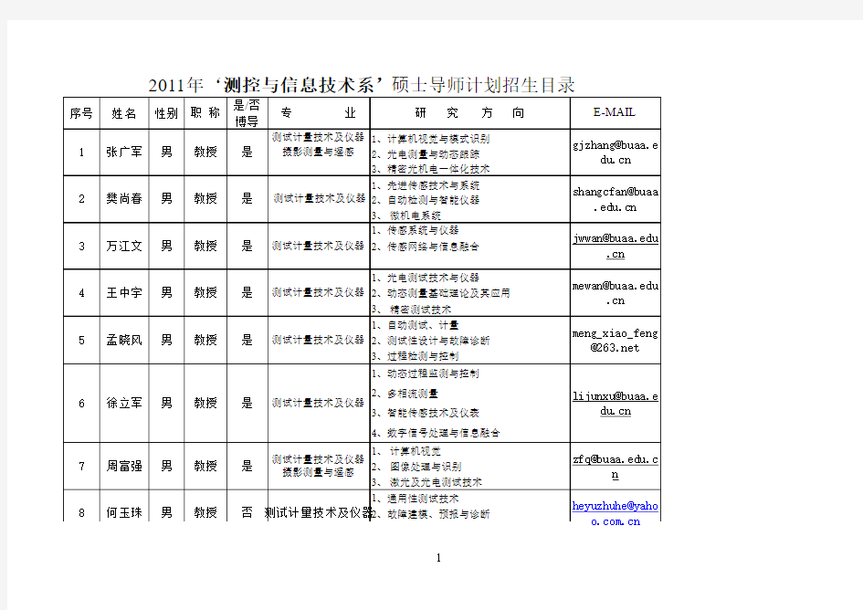 北航仪器光电学院导师研究方向