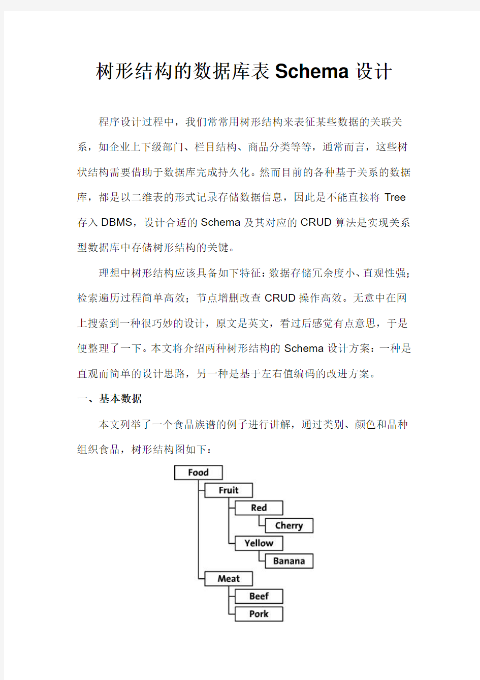 树形结构数据表的设计