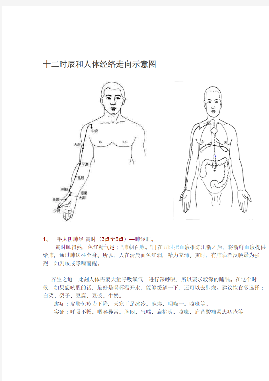 十二时辰和人体经络走向示意图