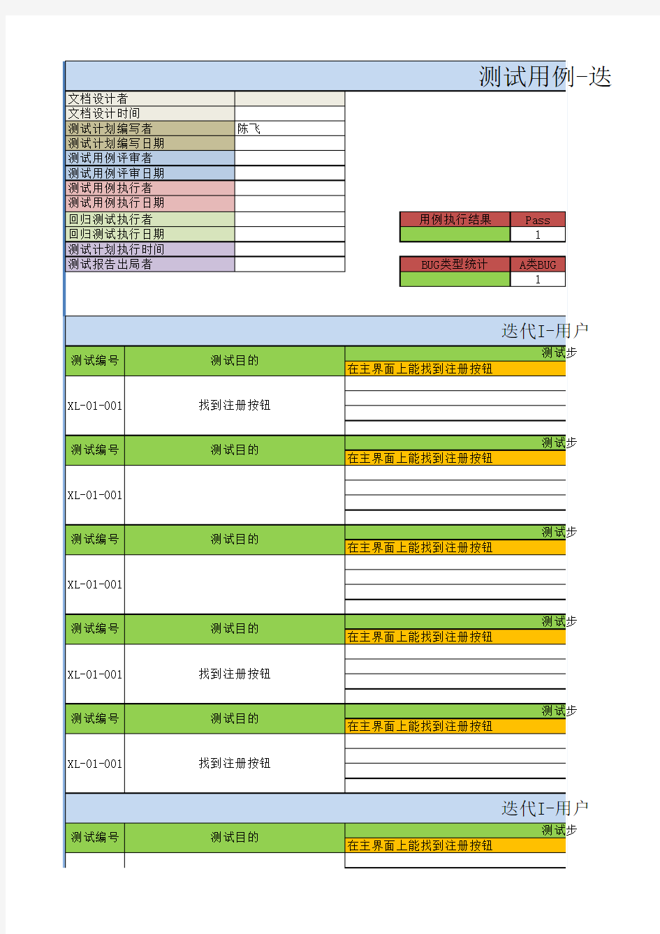 敏捷开发中测试用例模板