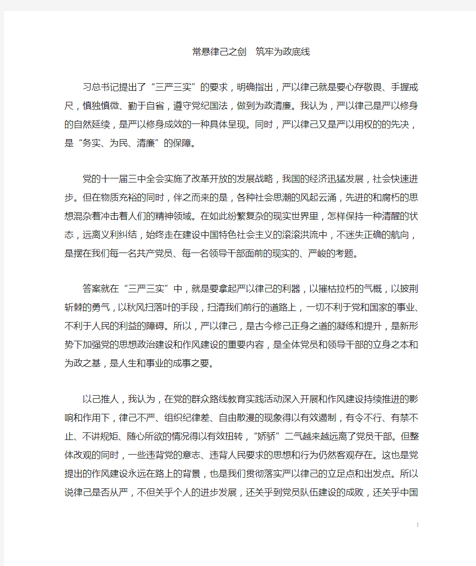 严以律己专题研讨会发言材料