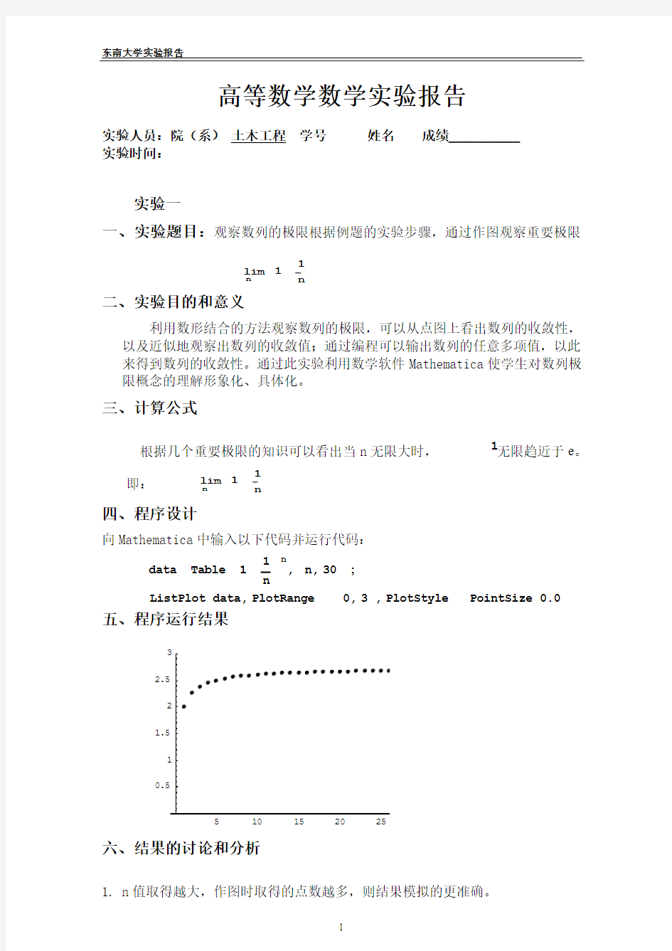 高数实验报告