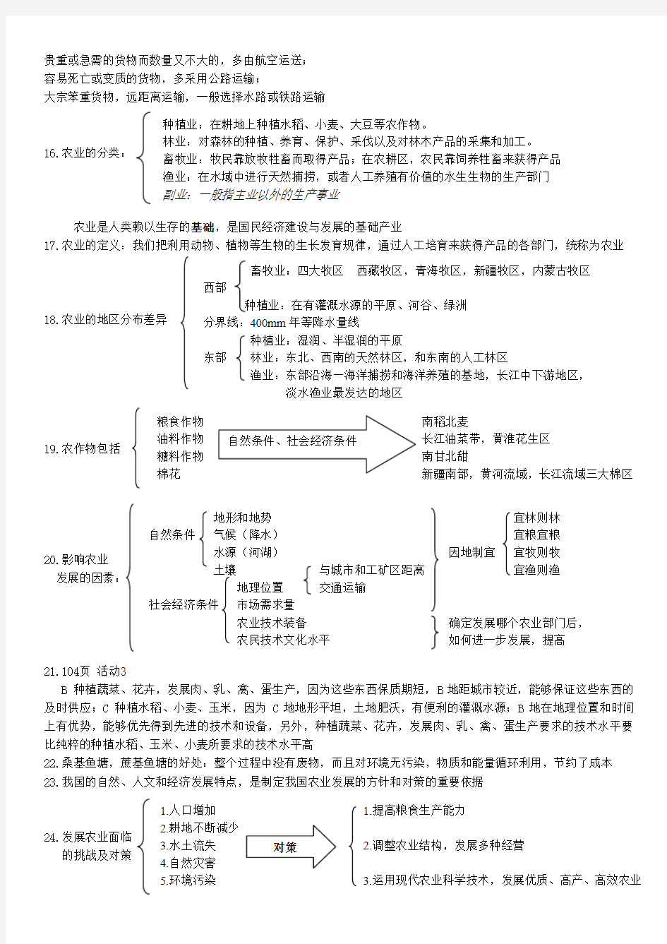 人教版八年级地理第四章知识点总结