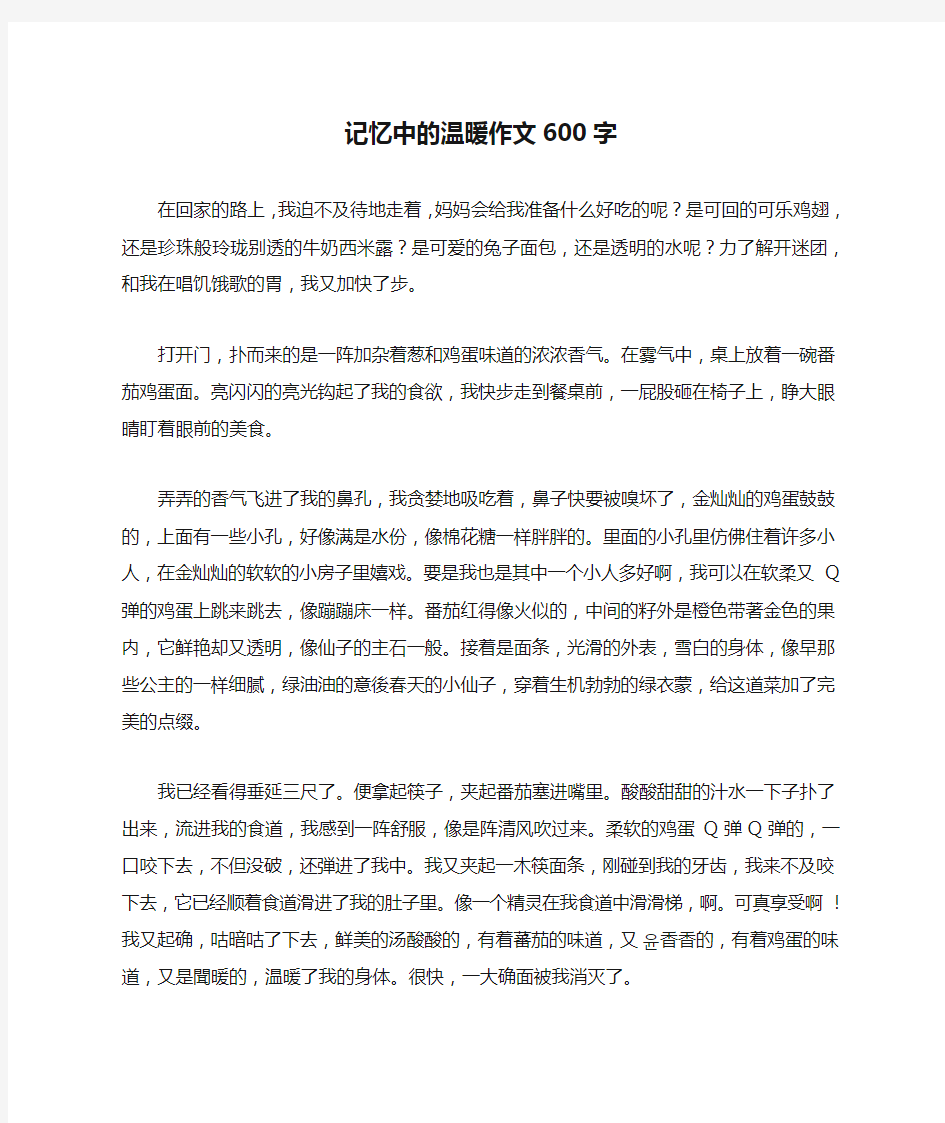 记忆中的温暖作文600字_作文