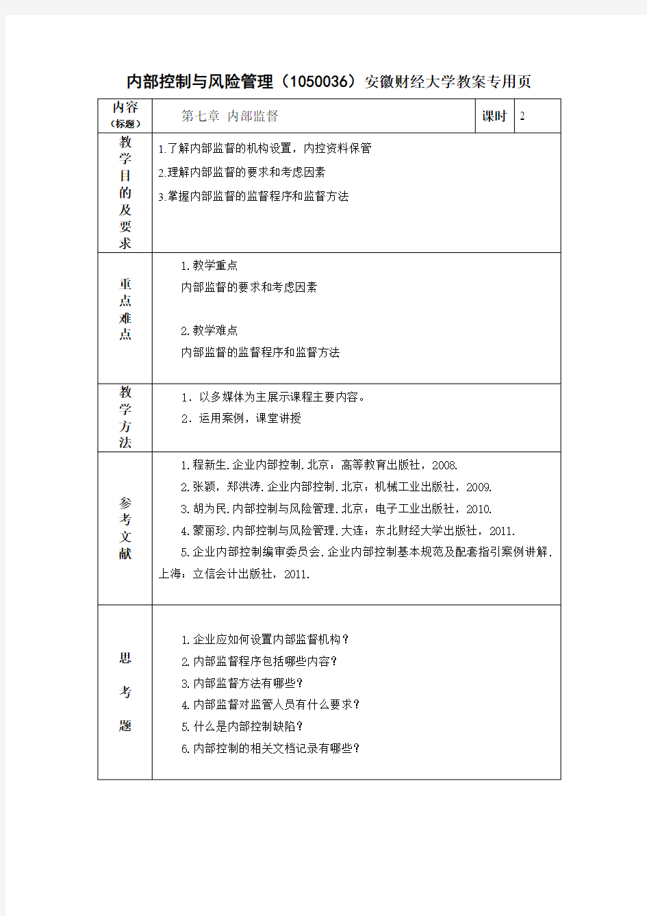 内部控制与风险管理内部监督1