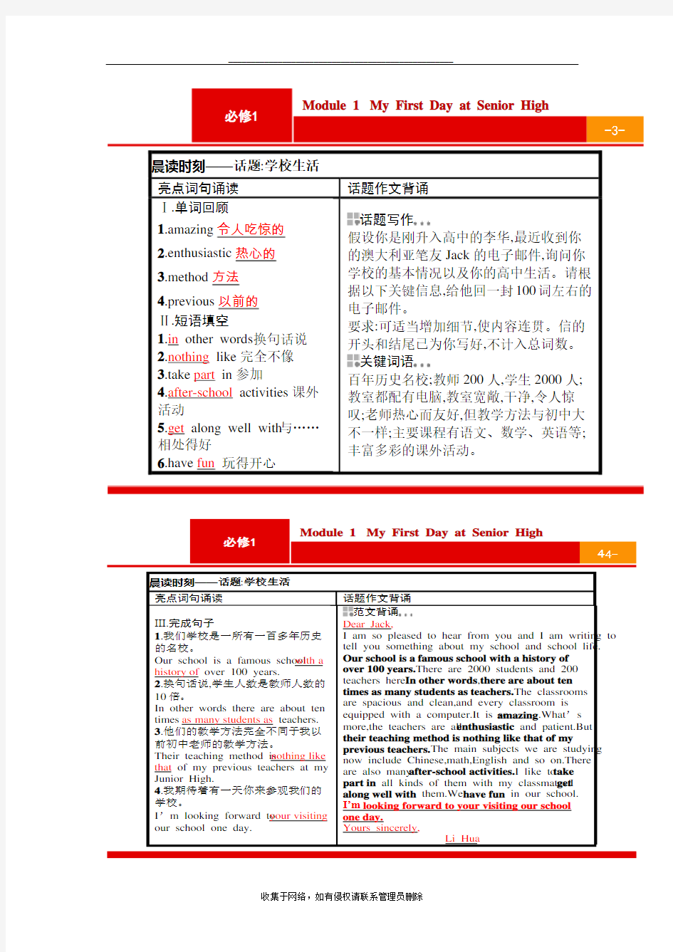 最新外研社必修一英语module1知识点