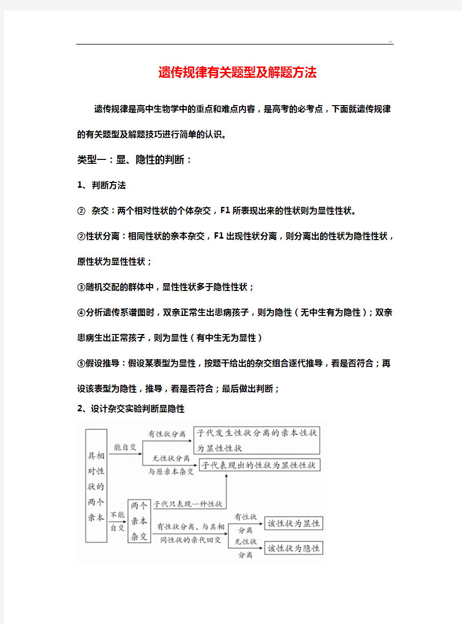 生物遗传题类型及解题技巧窍门