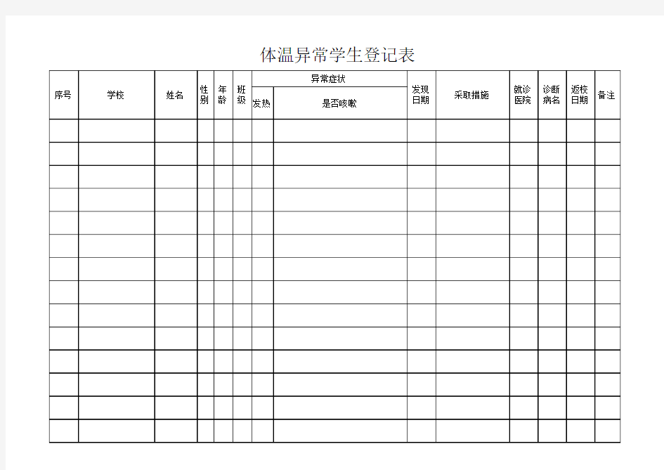 学校异常学生登记表