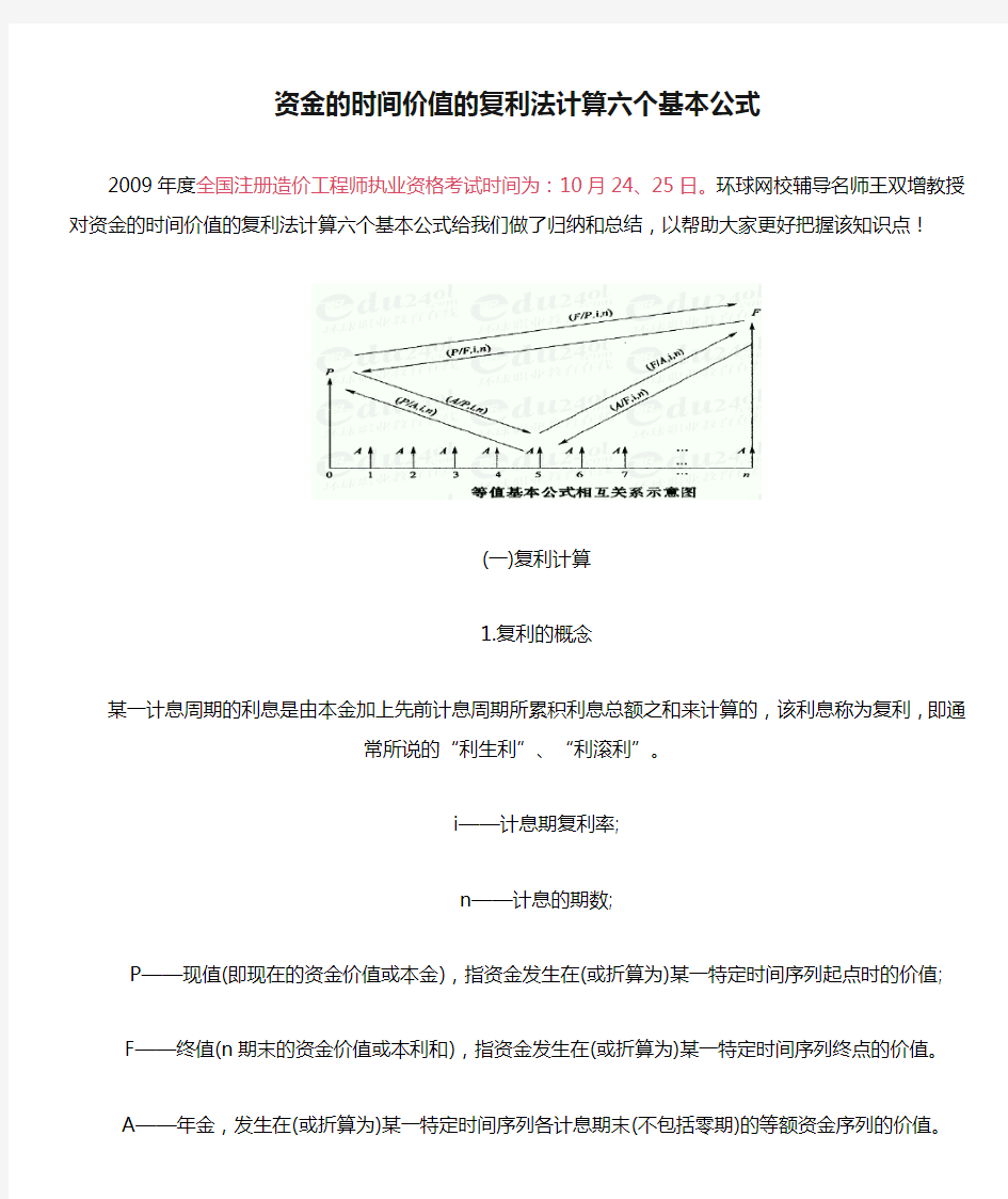 资金的时间价值的复利法计算六个基本公式