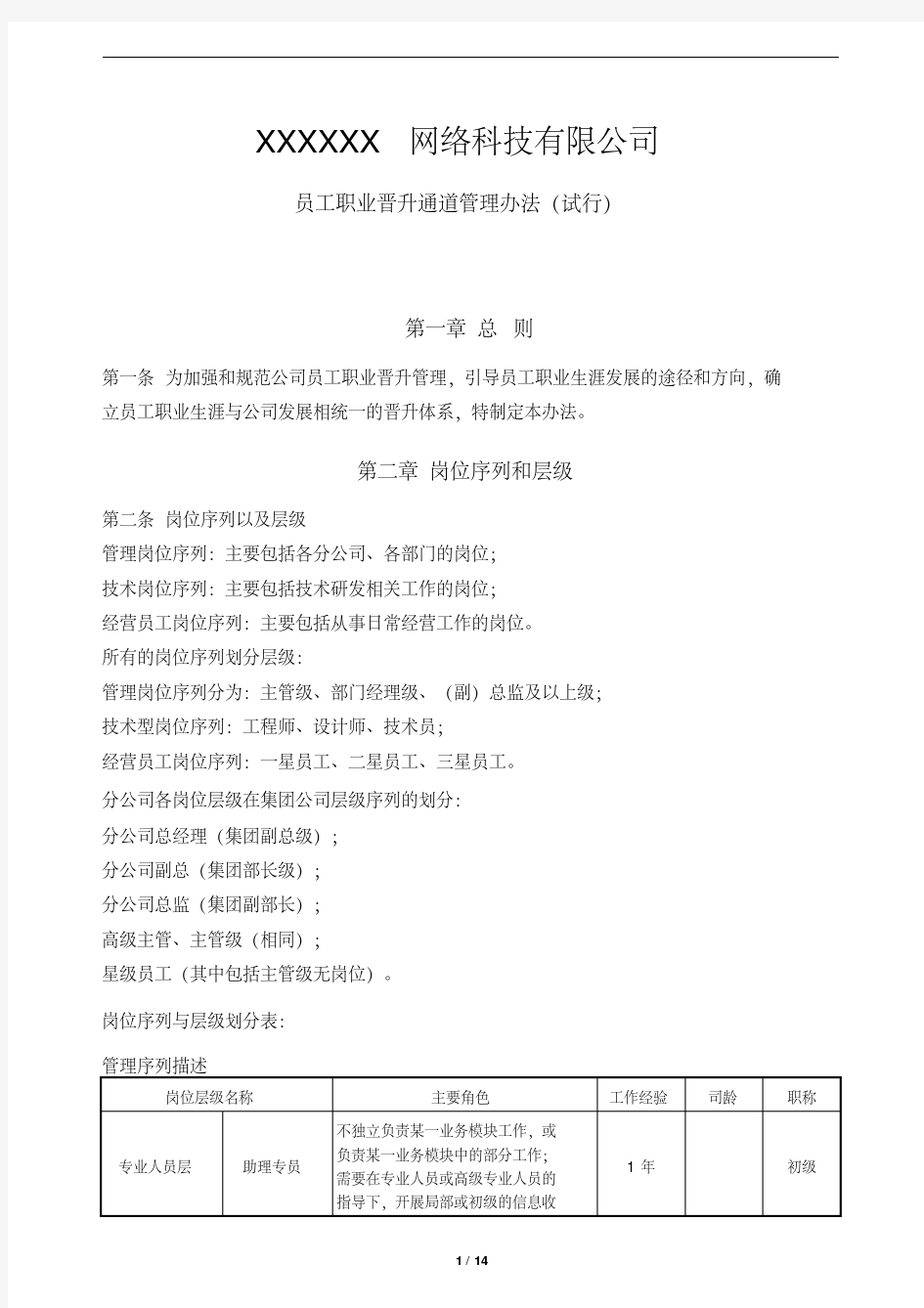 最新员工职业晋升通道管理办法(试).pdf