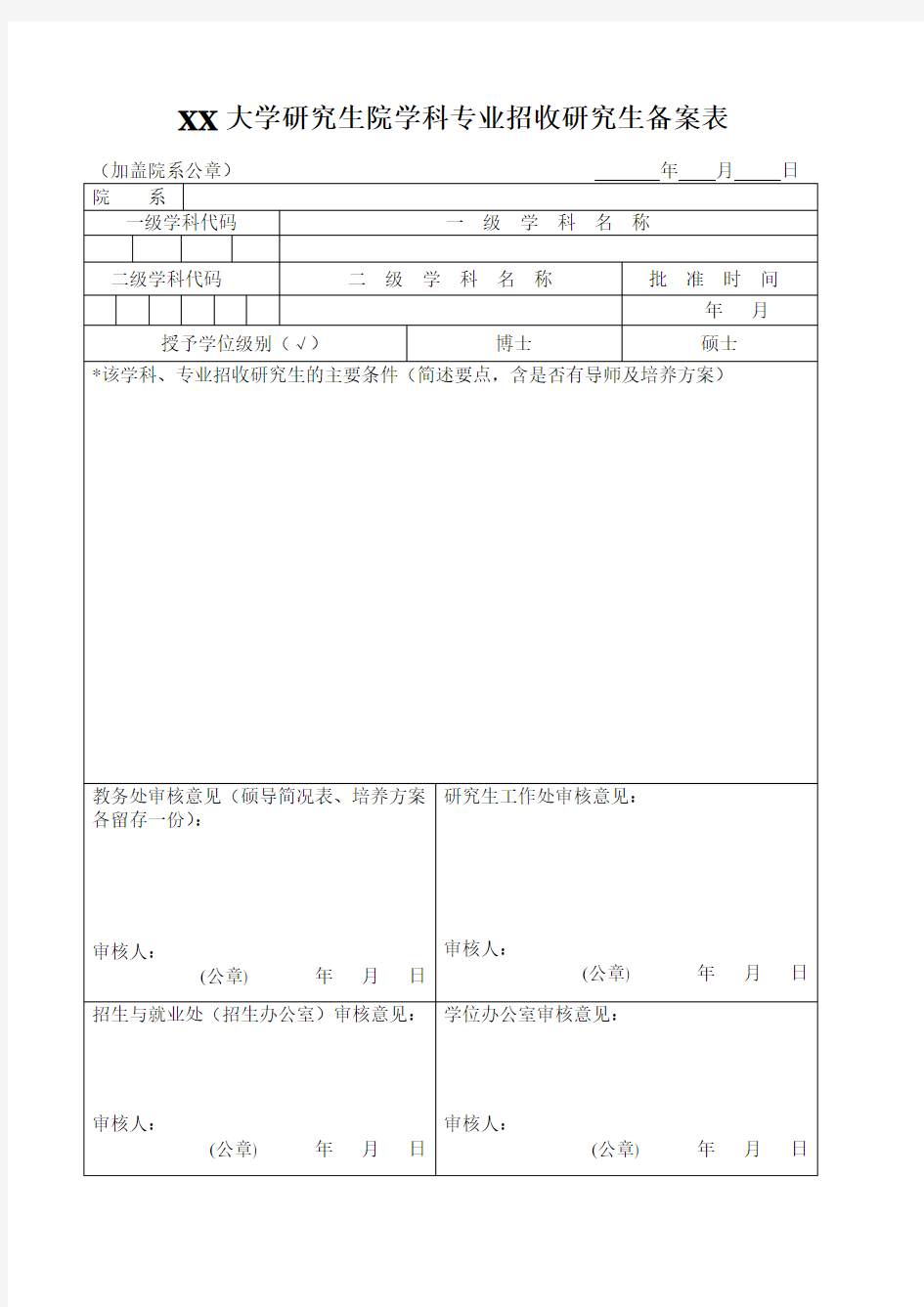 中国社会科学院大学(研究生院)学科专业招收研究生备案表