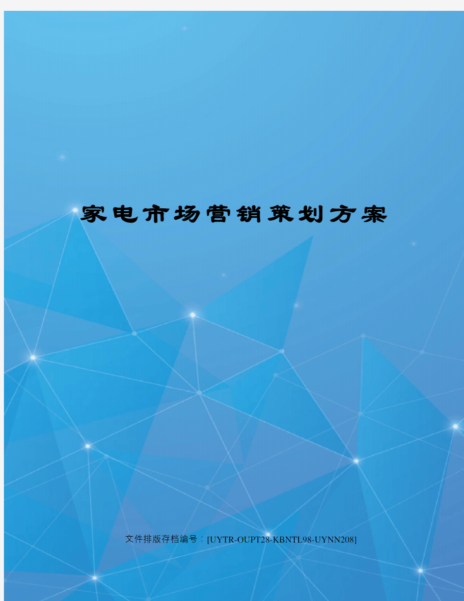 家电市场营销策划方案