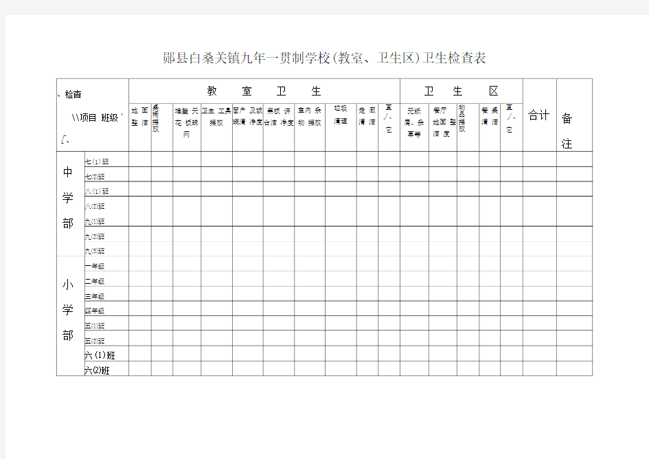 教室卫生检查表