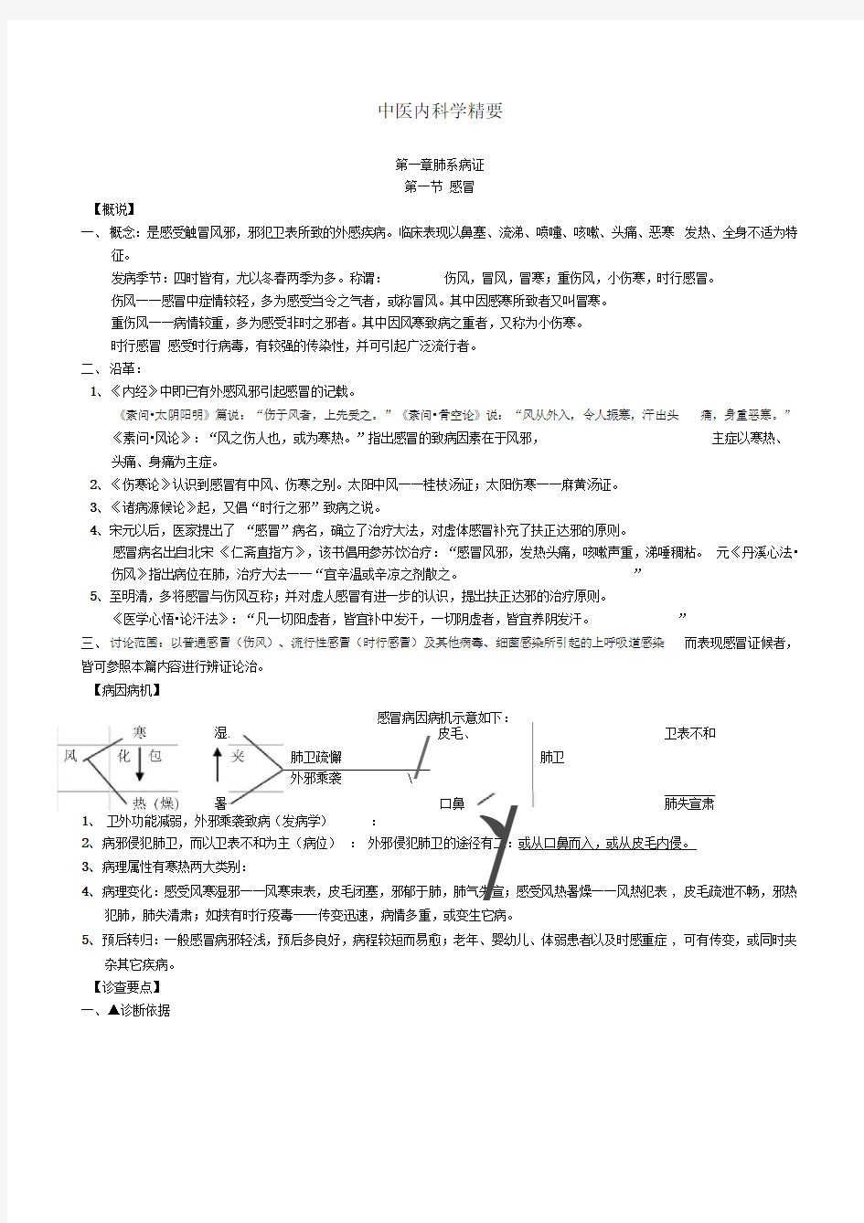 中医内科学重点笔记