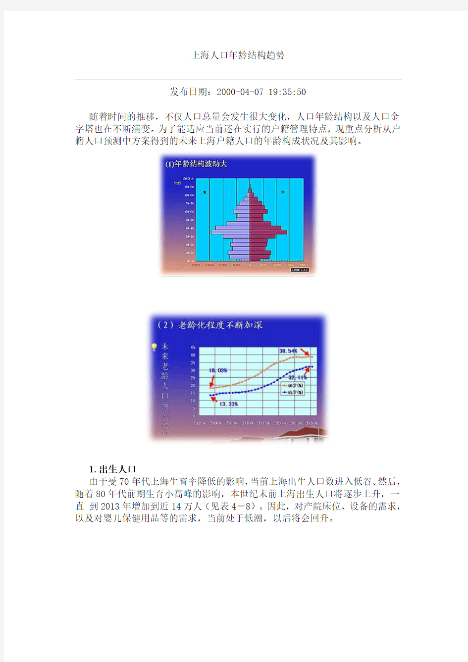 上海人口年龄结构趋势