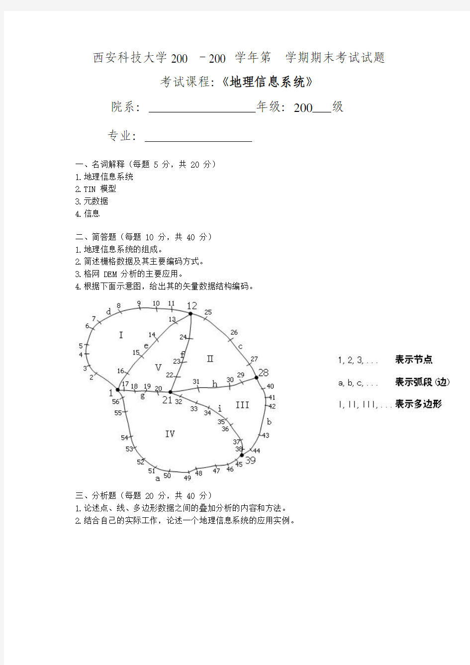 西安科技大学《地理信息系统》本科试题及答案一套[1]