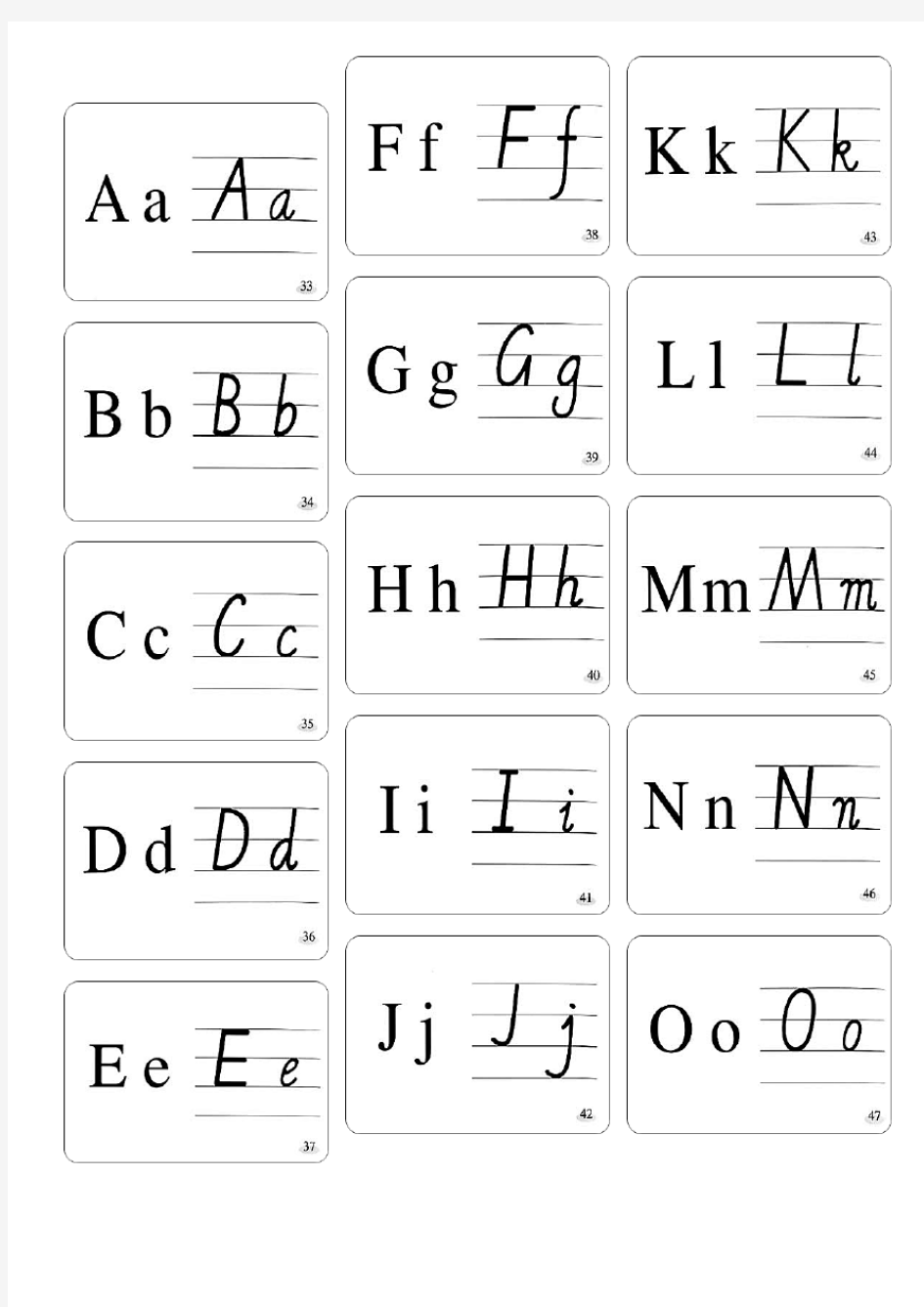 26个字母手写体(打印)