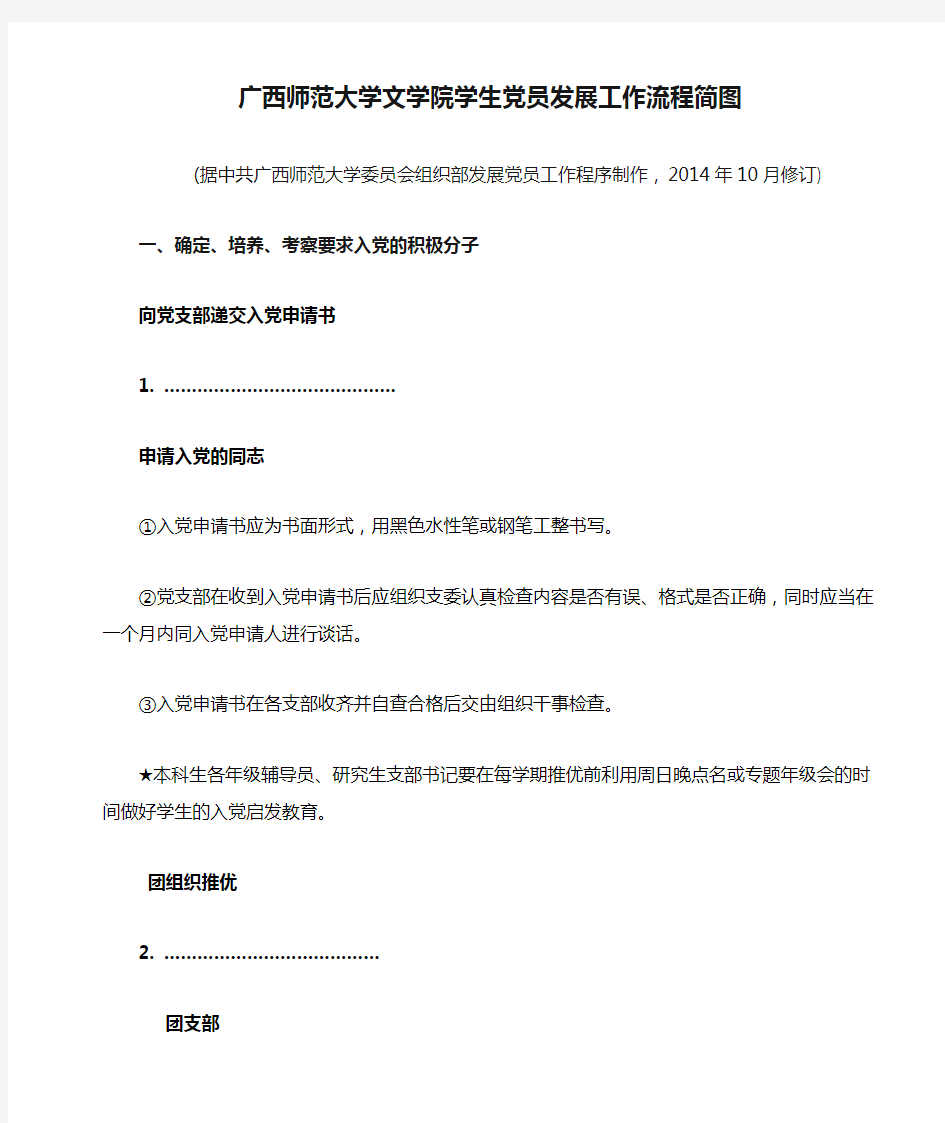 广西师范大学文学院学生党员发展工作流程简图