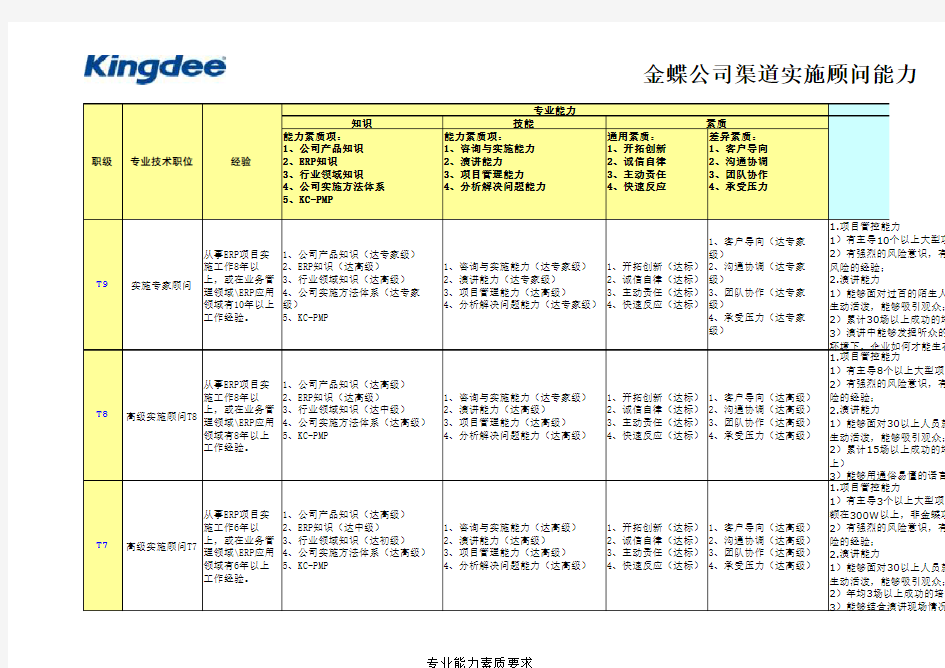 全国实施顾问能力素质模型(2009)