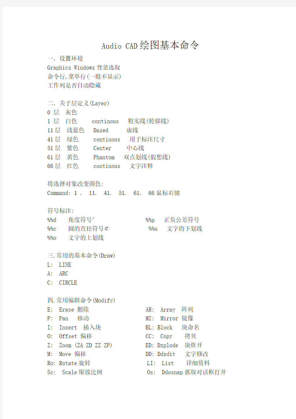 AutoCAD绘图基本命令