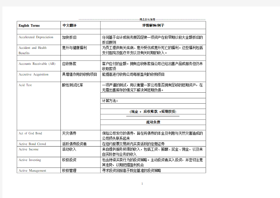 高盛金融词汇英汉详解词典