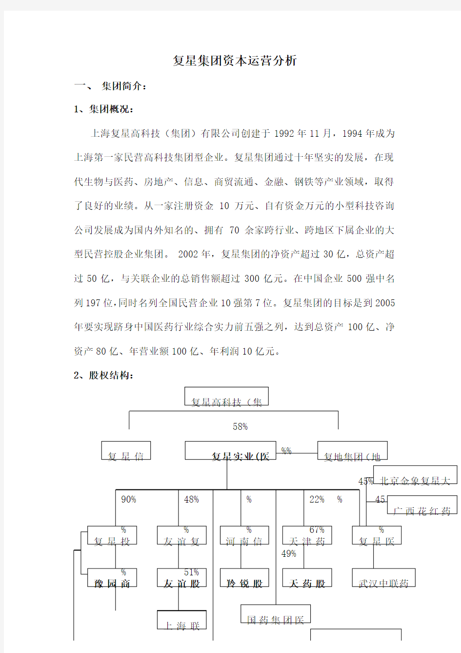 集团资本运营分析