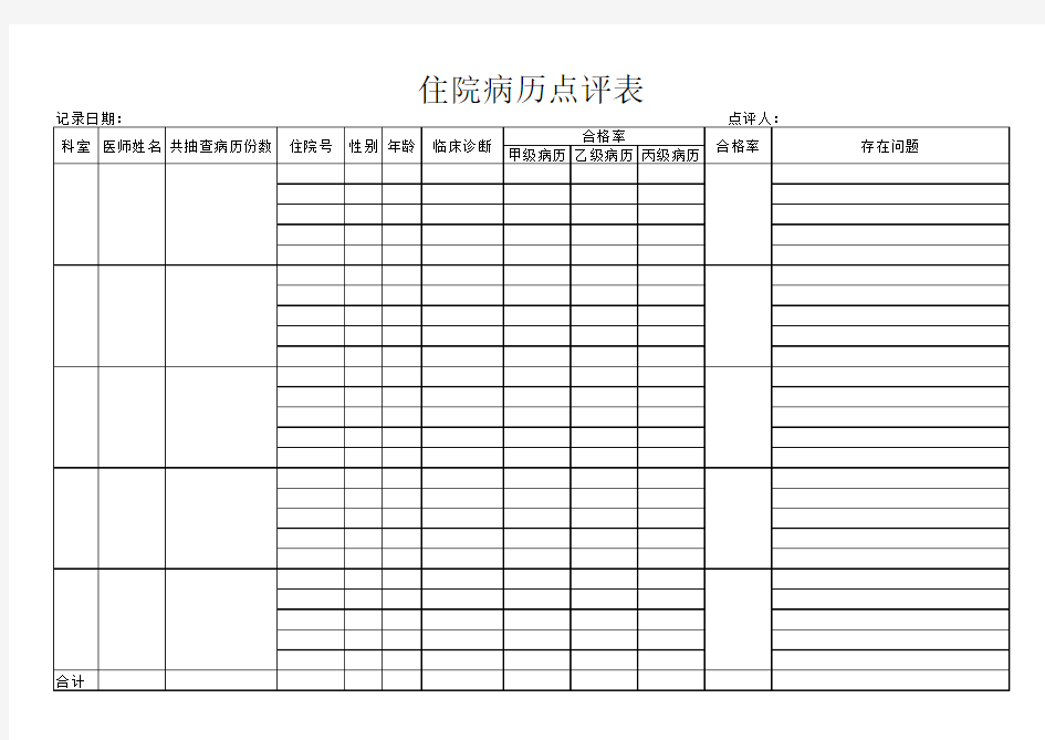 住院病历点评表