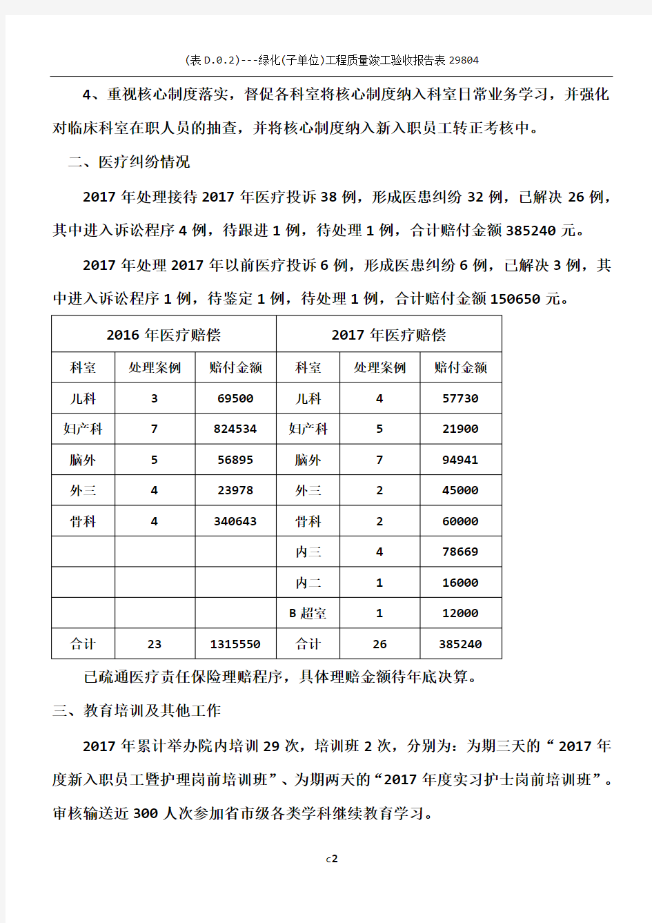 2017年医务科工作总结及2018年工作计划