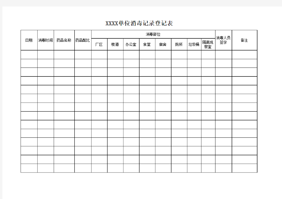 消毒记录表模板